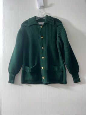 Vintage Jaeger London 100% Wool Green Cardigan Sweater